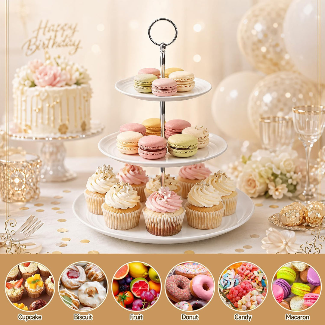 3 Stück Etagere 3 Etagen, Ø 25/20/15 cm Transparentes 3 etagen Kuchenständer, Elegante Etagere für D