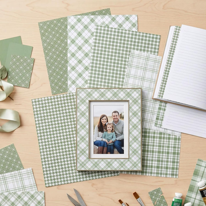 36 Blatt Scrapbook Papier, Bastelpapier Muster, Craft Papiers (Grün) | 30 x 30 cm, 12 Designs Muster