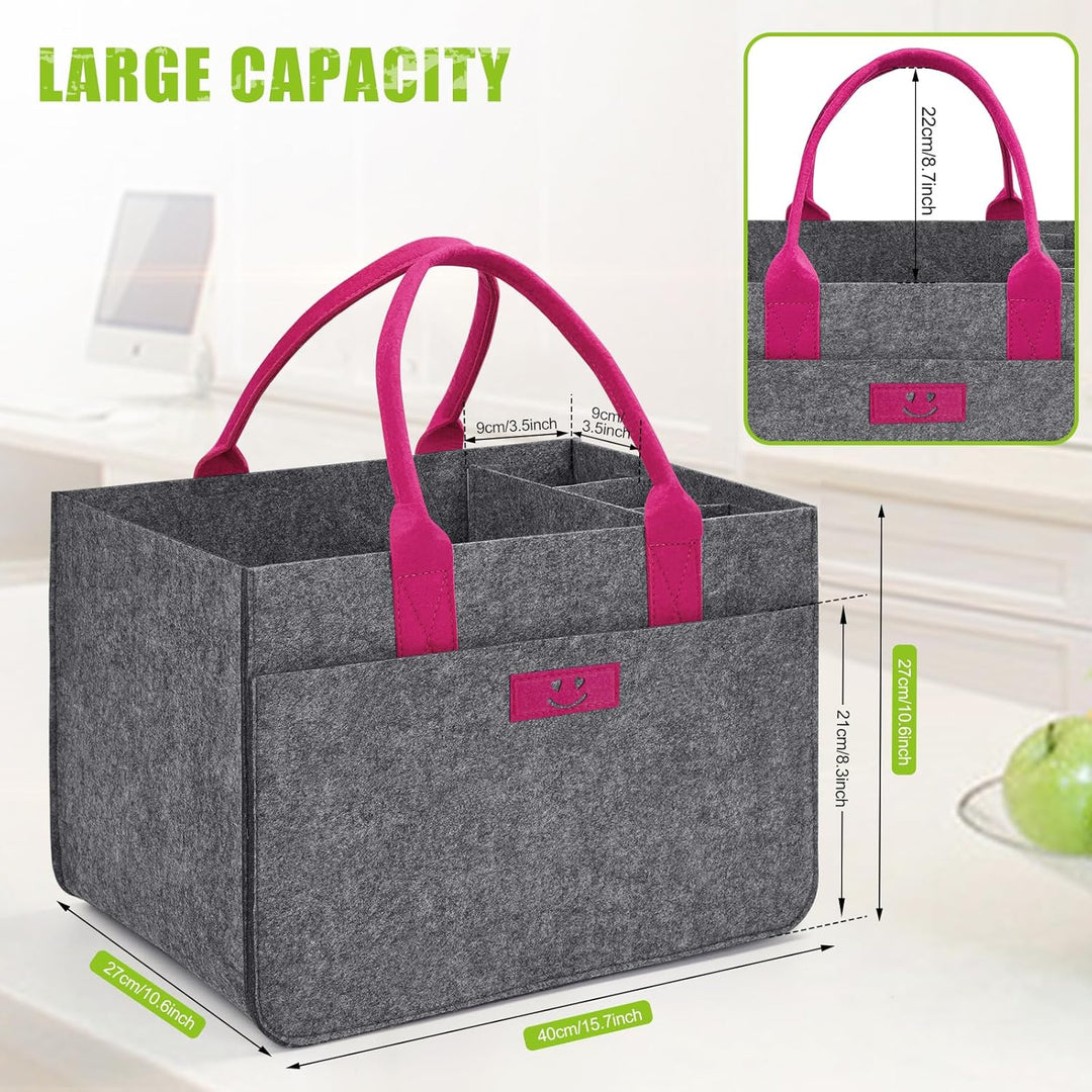 Filz Einkaufskörbe Filztasche 30L Einkaufskorb Faltbar Einkaufstasche mit Fächern, Filztasche Gross