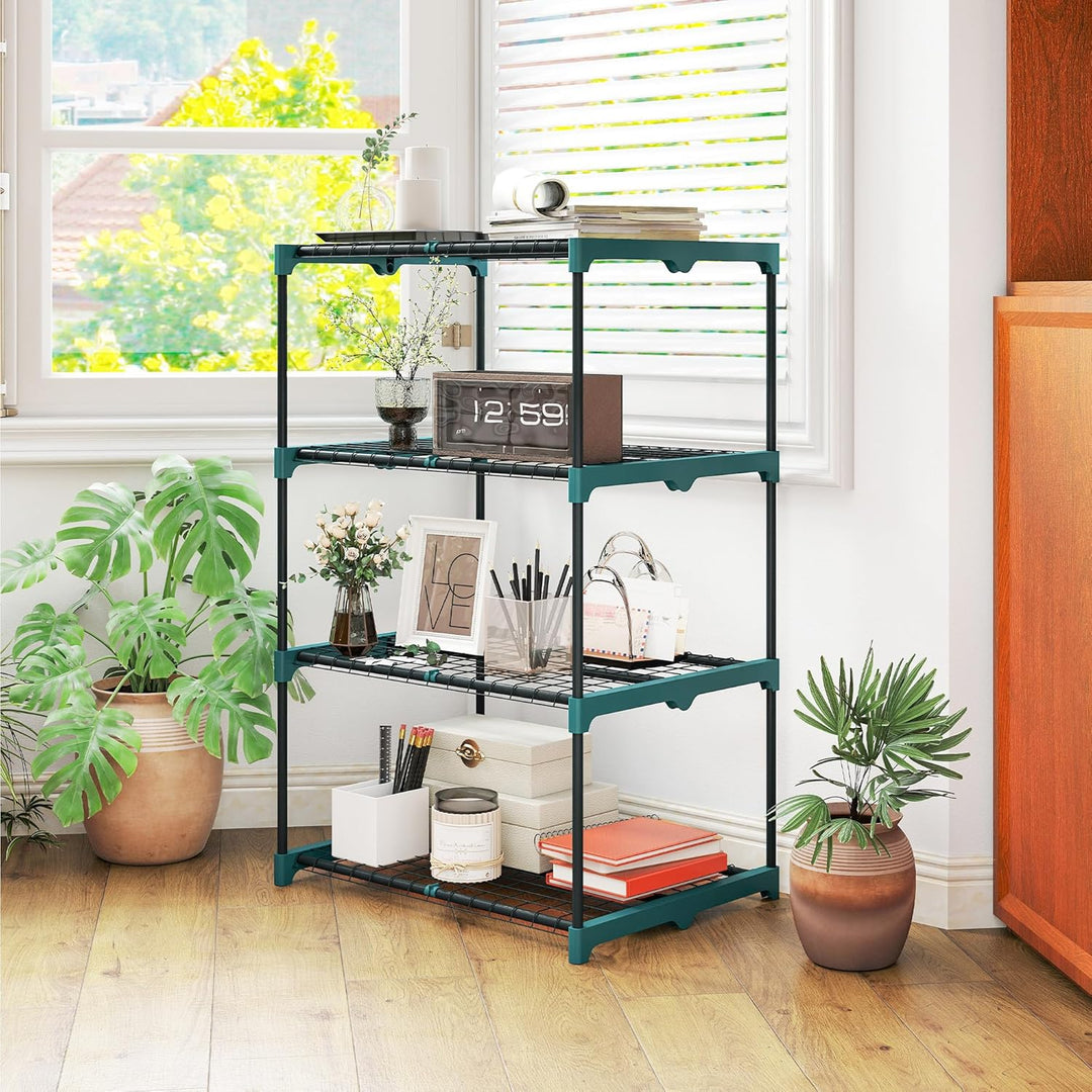 Outsunny 4-Etagen Pflanzenständer, 105 cm hoch Blumenständer für Innen Aussen, Pflanzenregal aus Sta