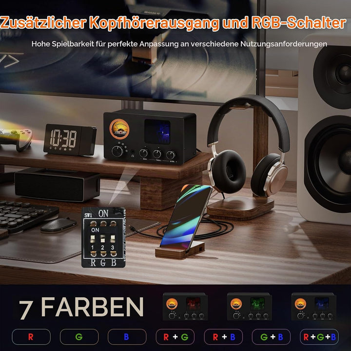 Douk Audio TUBE-T5C Röhrenvorverstärker: Kopfhörerverstärker mit VU-Meter, 4-Wege Cinch Wahlschalter