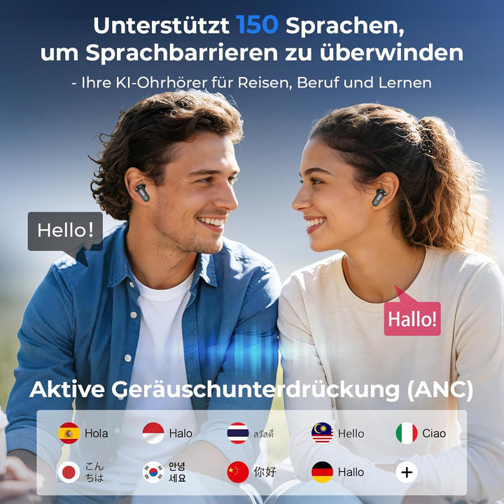NE51 5-1 KI Übersetzer Kopfhörer, 150 Sprachen & 8 Modi Übersetzungskopfhörer, Hi-Fi-Klang Stilvoll