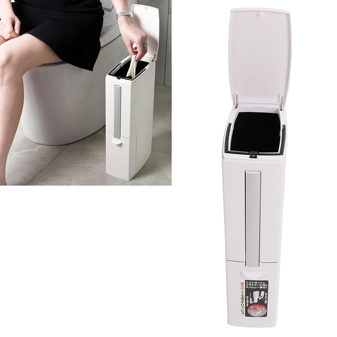 Ejoyous Badezimmer Mülleimer, Badezimmermülleimer mit Deckel 3 in 1 Bad Mülleimer mit Toilettenbürst
