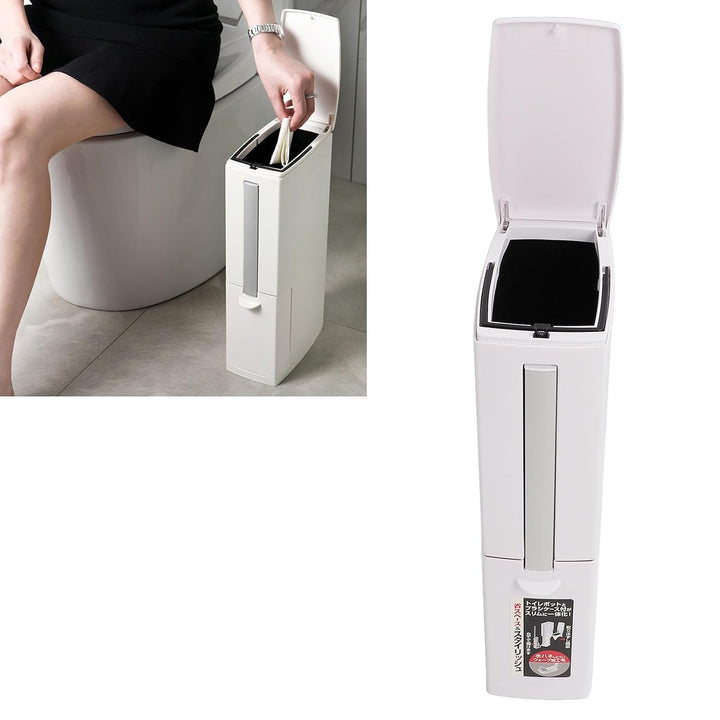 Ejoyous Badezimmer Mülleimer, Badezimmermülleimer mit Deckel 3 in 1 Bad Mülleimer mit Toilettenbürst