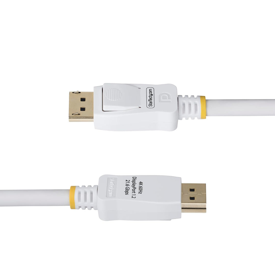 StarTech 3m DisplayPort 1.2 Kabel, 4K 60Hz, 21,6Gbps, VESA-zert., Weiss | DP 1.2 Monitorkabel, Raste