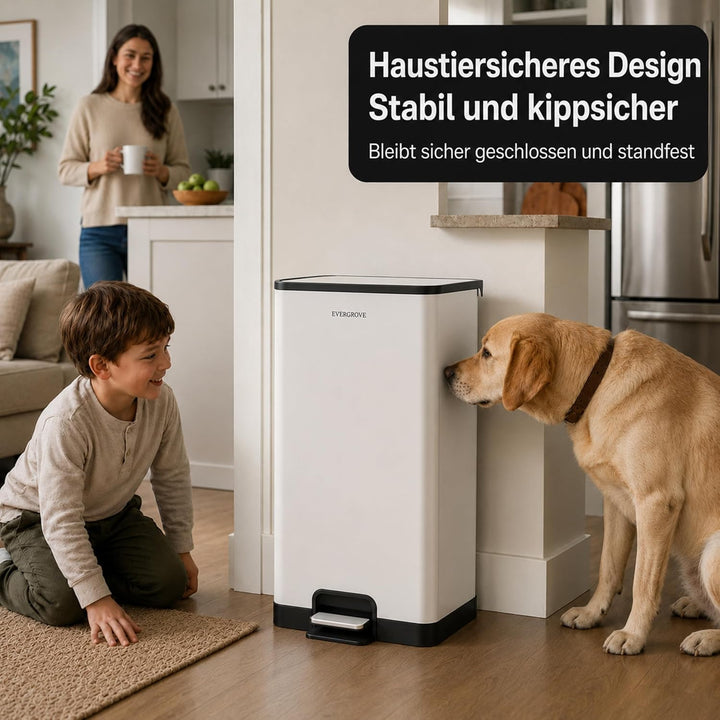 EverGrove Recycling 50L Edelstahl-Mülleimer mit Fusspedal (Weiss), Weiss