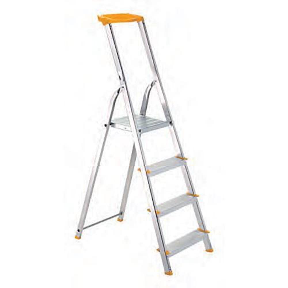 PROREGAL Metal Single Giraffe Einseitige-Aluminium-Bügelleiter mit Ablageschale | 5 Stufen | HxB 175