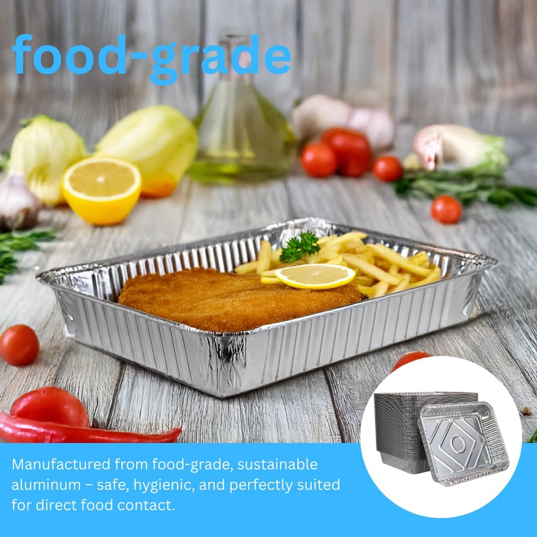 Enpack Aluschale R879-930G - 100 Stück Alu Grillschalen 226x176x30 mm - Feuerfeste Aluschalen 1000ml