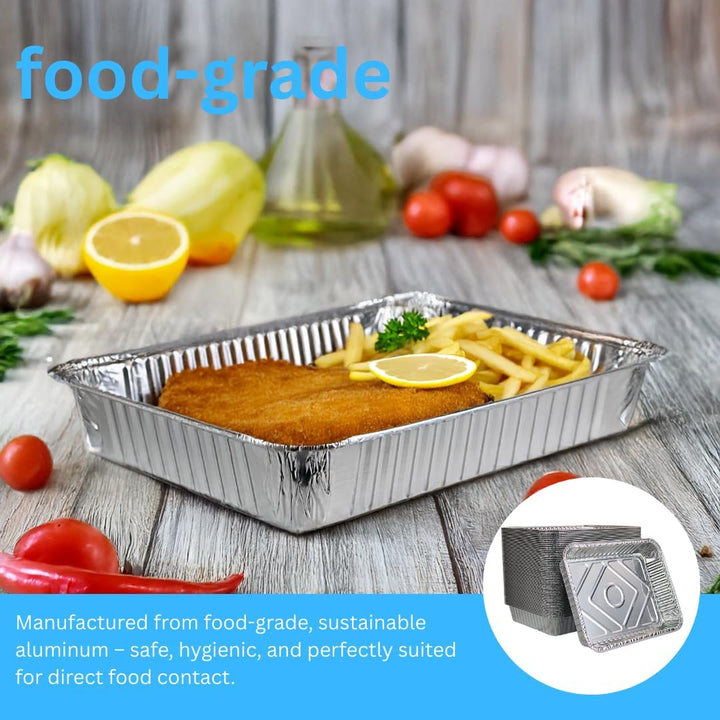 Enpack Aluschale R879-930G - 100 Stück Alu Grillschalen 226x176x30 mm - Feuerfeste Aluschalen 1000ml