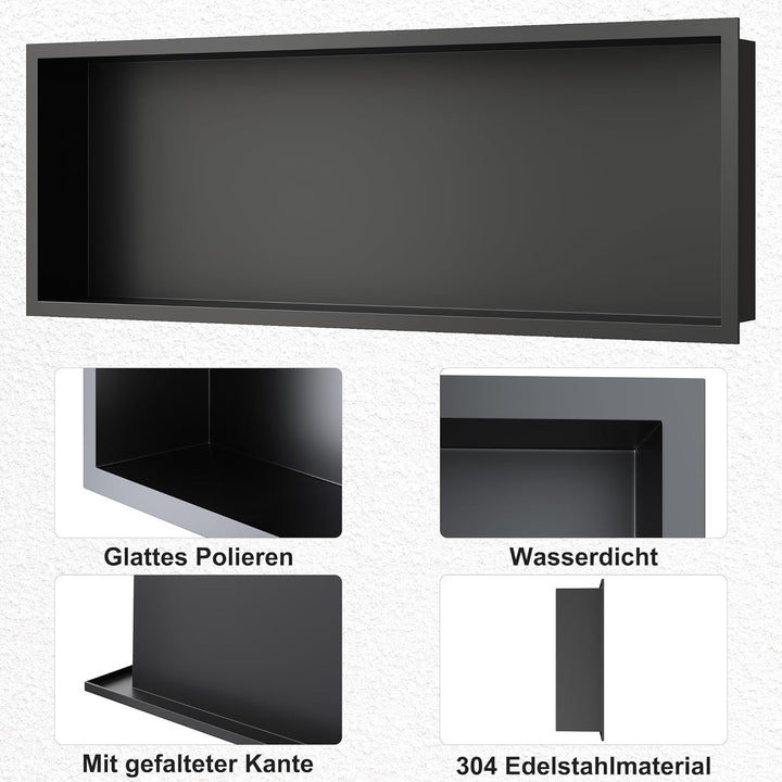 SONNI Wandnische Dusche Edelstahl, Eingebettete Duschnische, Einzelregal Lagerung für Badezimmer, Wa