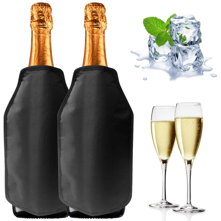 RANJIMA Weinkühler Manschette 2er Set, Kühlmanschette für Wein, Sekt, Champagner, Flaschen, Wiederve