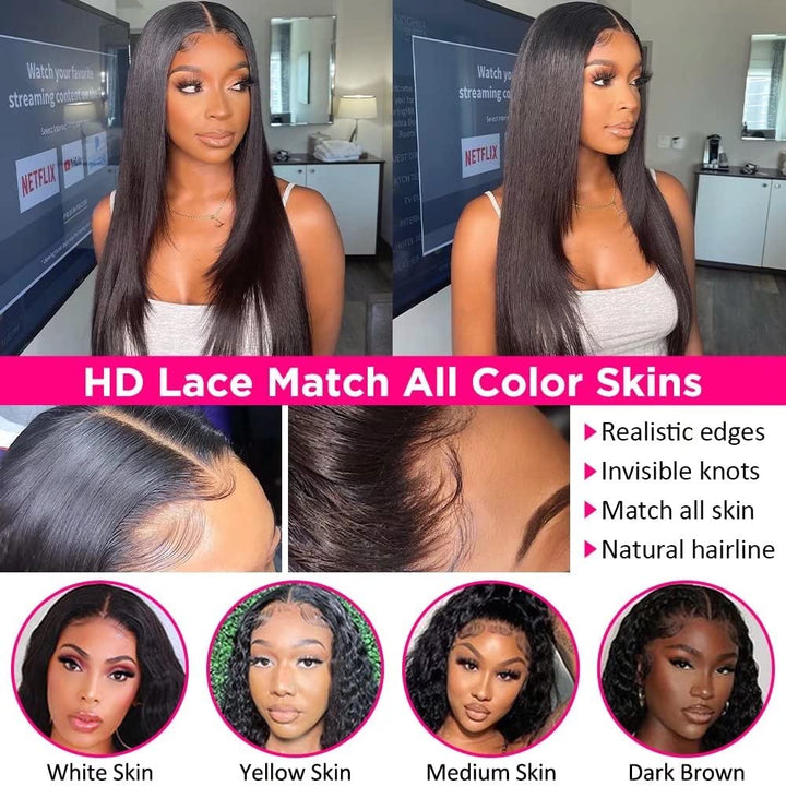 Echthaar Perücke 13x4 Lace Front Wig Human Hair Straight Perücken Echthaar Damen 100% Brasilianer Hu