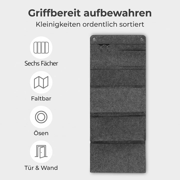 SINJEUN 4 Stück Hängeorganizer Filz, 80 X 32 X 5cm Grau
