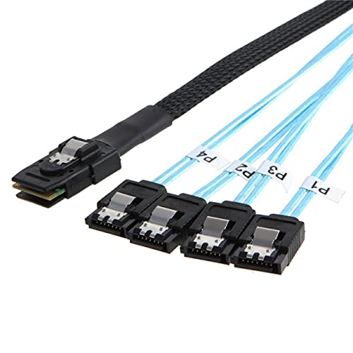 NFHK Internal Mini SAS SFF-8087Host to 4 SATA 7pin Target Hard Disk 6Gbps Data Server Raid Cable 100