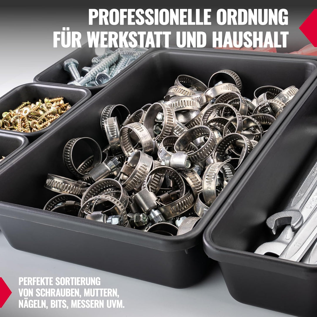 Poppstar 69x Schubladen Organizer Werkstatt - Büro, 5 verschiedene Grössen, Kunststoff, schwarz 69er