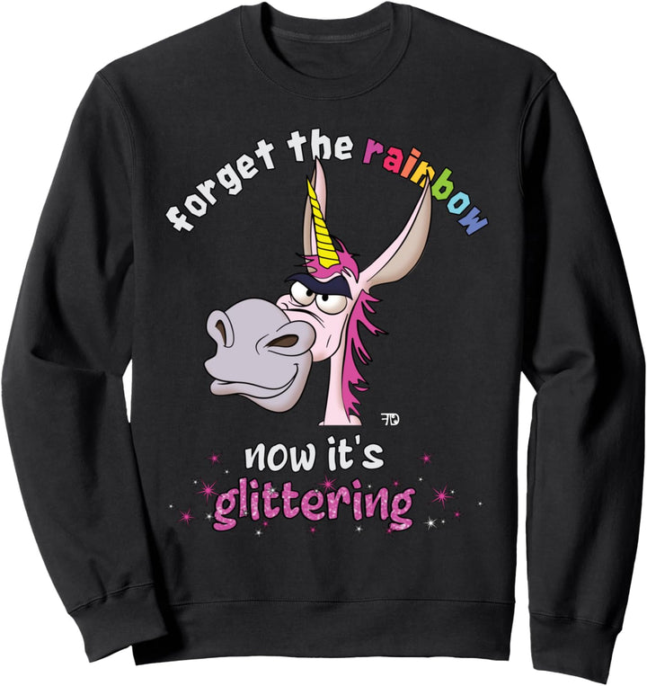 Now it´s glittering, lustiges grimmiges Einhorn mit Tasse Sweatshirt