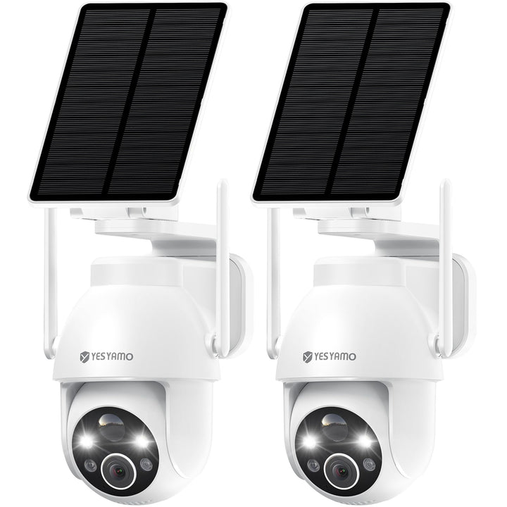 YESYAMO 2K Überwachungskamera aussen solar, 2,4 GHz WLAN Kamera Outdoor | 360° PTZ Solar Kamera, Far