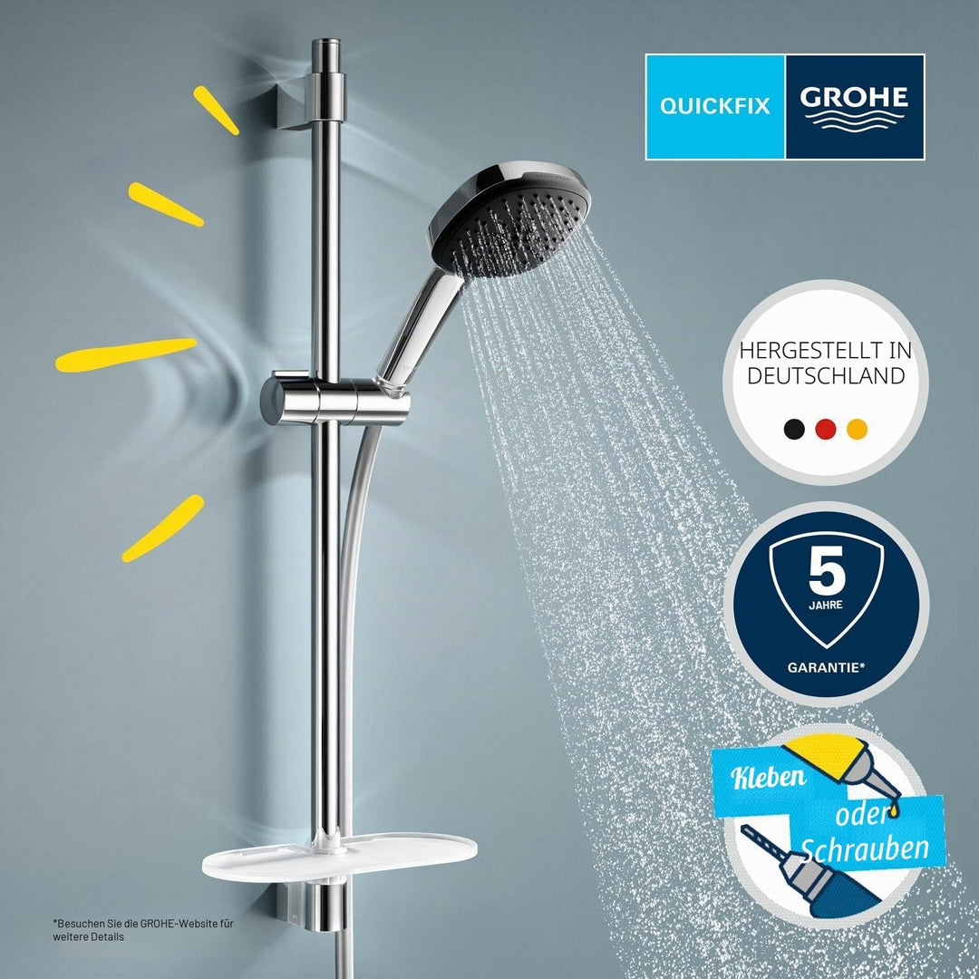 GROHE Vitalio 110, Duschset mit Ablage, 14l pro Min (Duschstangenset mit: Duschkopf 2 Strahlarten, 1
