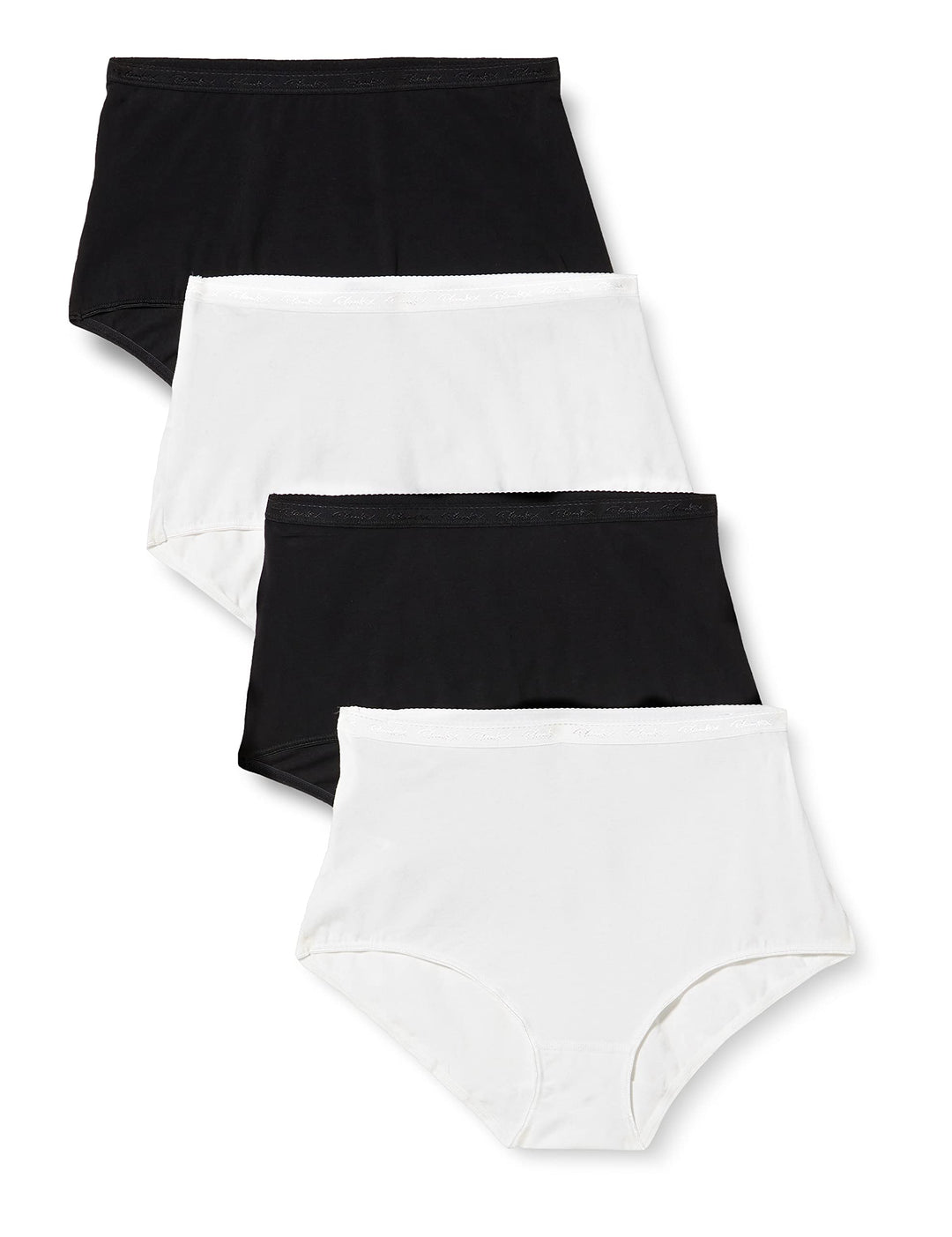 Playtex Bequeme Damen-Maxi-Höschen aus Bio-Baumwolle x4 44 Weiss / Schwarz, 44 Weiss / Schwarz
