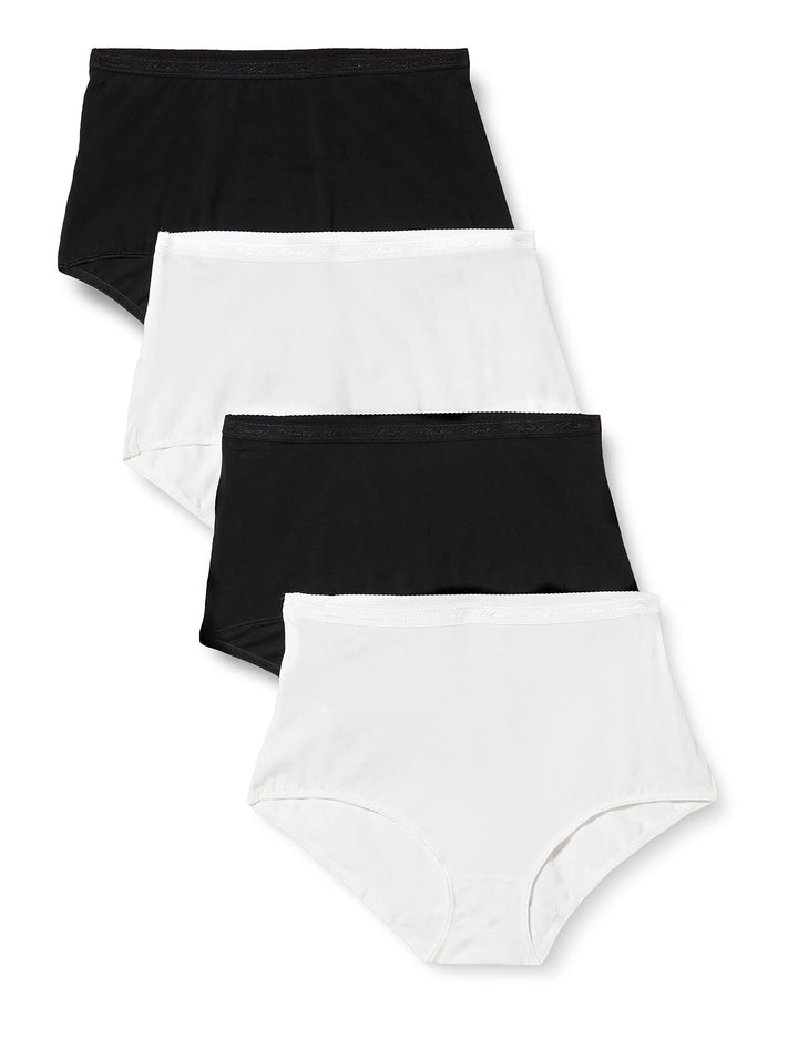 Playtex Bequeme Damen-Maxi-Höschen aus Bio-Baumwolle x4 44 Weiss / Schwarz, 44 Weiss / Schwarz