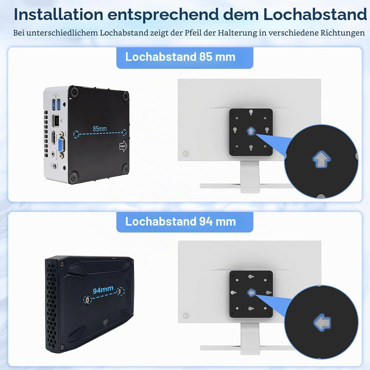 2-Packungen Adapterplatte Kompatibel mit Intel NUC Gen 13 12 11 10 8 7 6 5 Wand Schreibtisch und Mon