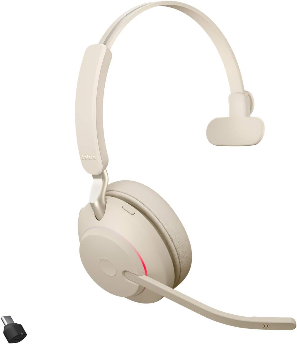 Jabra Evolve2 65 Wireless PC Headset – Noise Cancelling UC Certified Mono Headphones With Long-Lasti