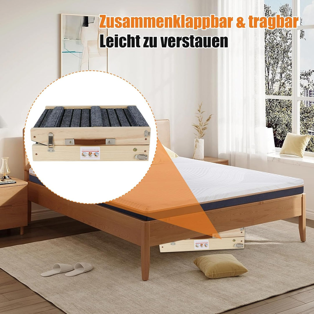 Hunderampe 80cm, Katzenrampe, Hundrampe Auto Klappbar, Höhenverstellbar Hundetreppe, Hunderampe Bett