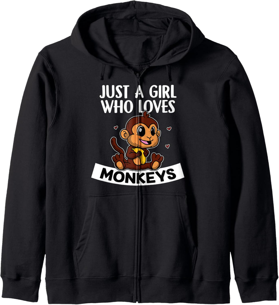 Just A Girl Who Loves Monkeys Lustiges Äffchen Affe Kostüm Kapuzenjacke