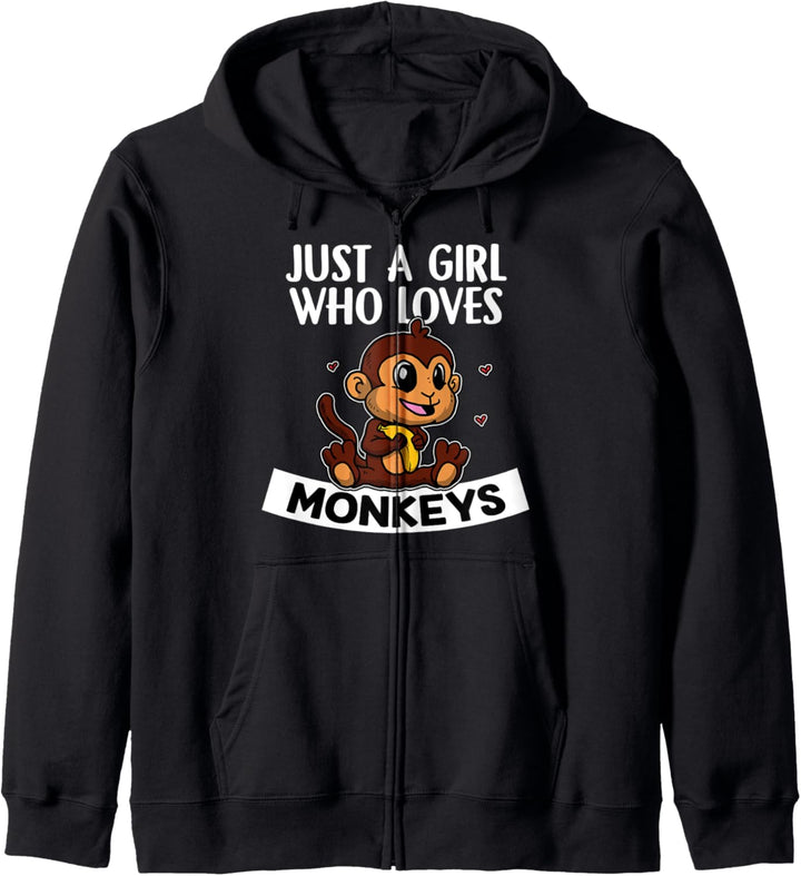 Just A Girl Who Loves Monkeys Lustiges Äffchen Affe Kostüm Kapuzenjacke