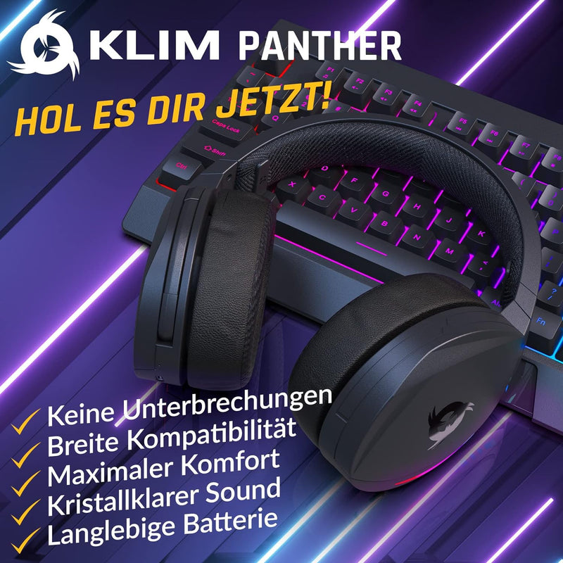 KLIM Panther RGB Gaming Headset für PS4 PS5 Switch PC, Niedrige Latenz, Noise Cancelling, Wireless,