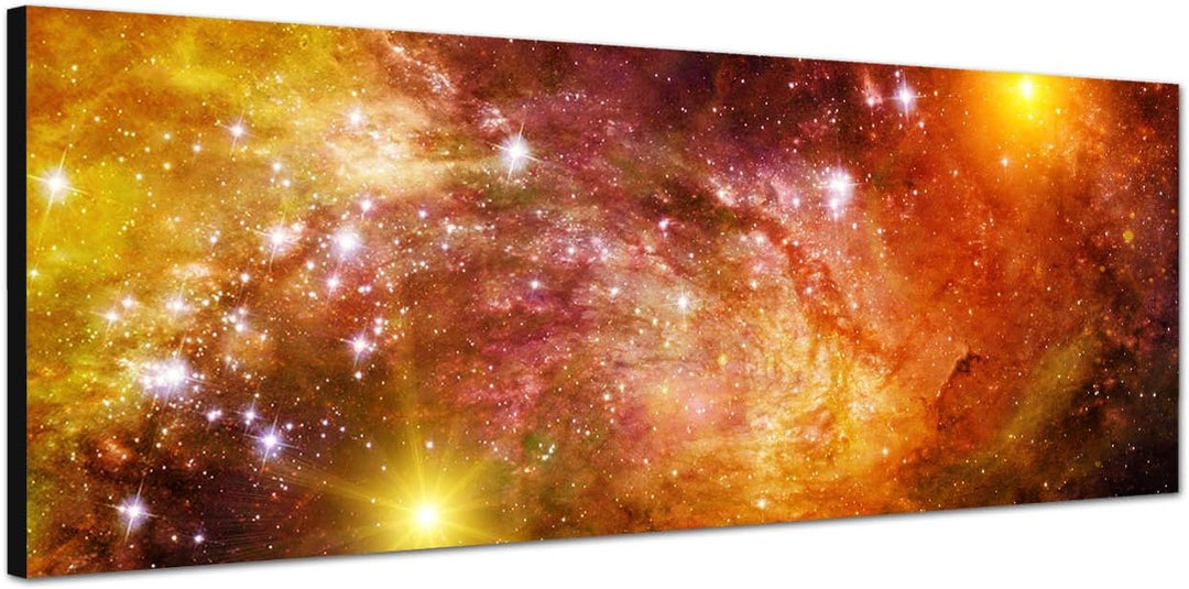 Paul Sinus Art Panoramabild auf Leinwand und Keilrahmen 150x50cm Weltraum Galaxie Sterne Planet