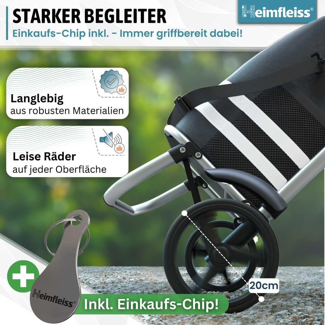 Heimfleiss® Einkaufstrolley klappbar mit 56L Volumen | Einkaufswagen klappbar mit 50kg Traglast | Le