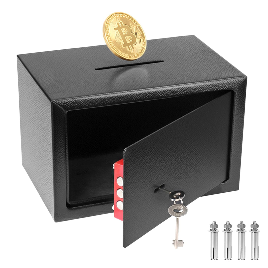 QWORK® Schranktresor 31 x 20 x 20 cm mit Einwurfschlitz &amp; 3 Verriegelungsbolzen – Anti-Angel-Schutz
