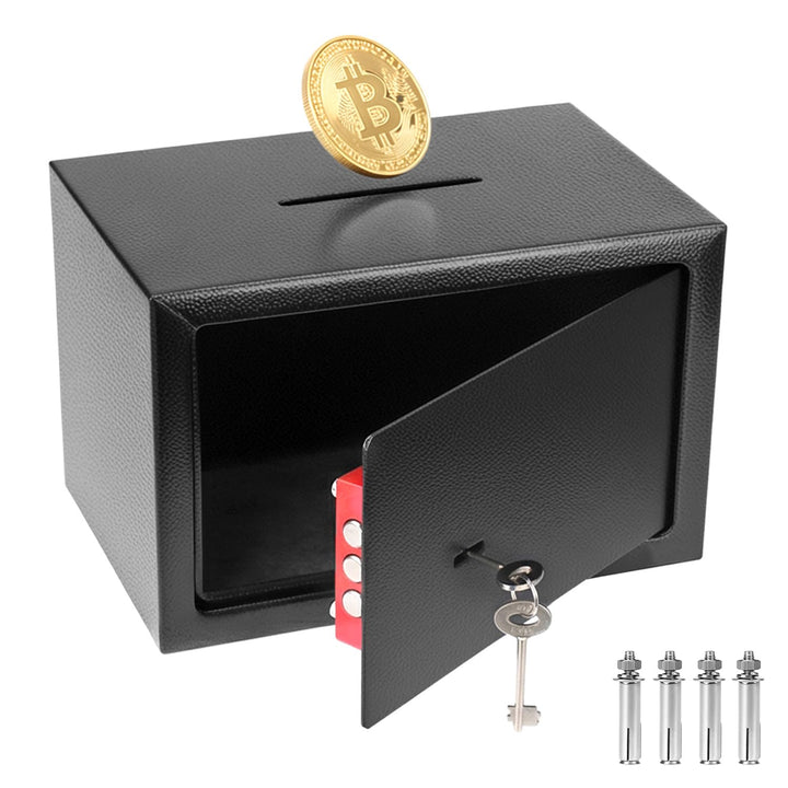 QWORK® Schranktresor 31 x 20 x 20 cm mit Einwurfschlitz &amp; 3 Verriegelungsbolzen – Anti-Angel-Schutz