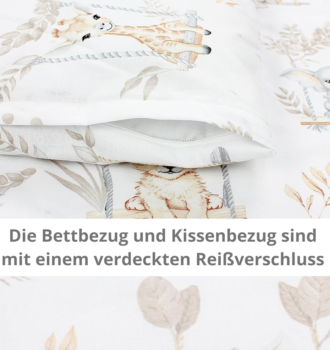 TupTam Unisex Baby Wiegenset 4-teilig Bettwäsche-Set: Bettdecke und Kopfkissen mit Bezug, Farbe: Saf
