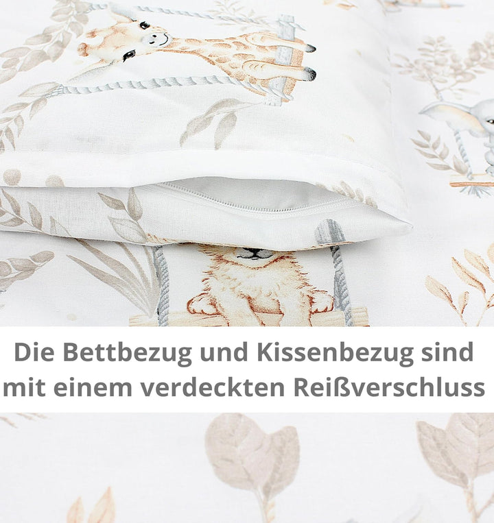 TupTam Unisex Baby Wiegenset 4-teilig Bettwäsche-Set: Bettdecke und Kopfkissen mit Bezug, Farbe: Saf