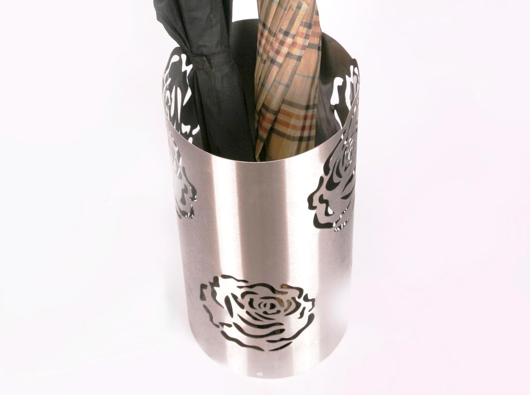 Regenschirmständer Design Rose, 49 x Ø 22,5 cm, Edelstahl mattiert, Marke: Szagato, Made in Germany