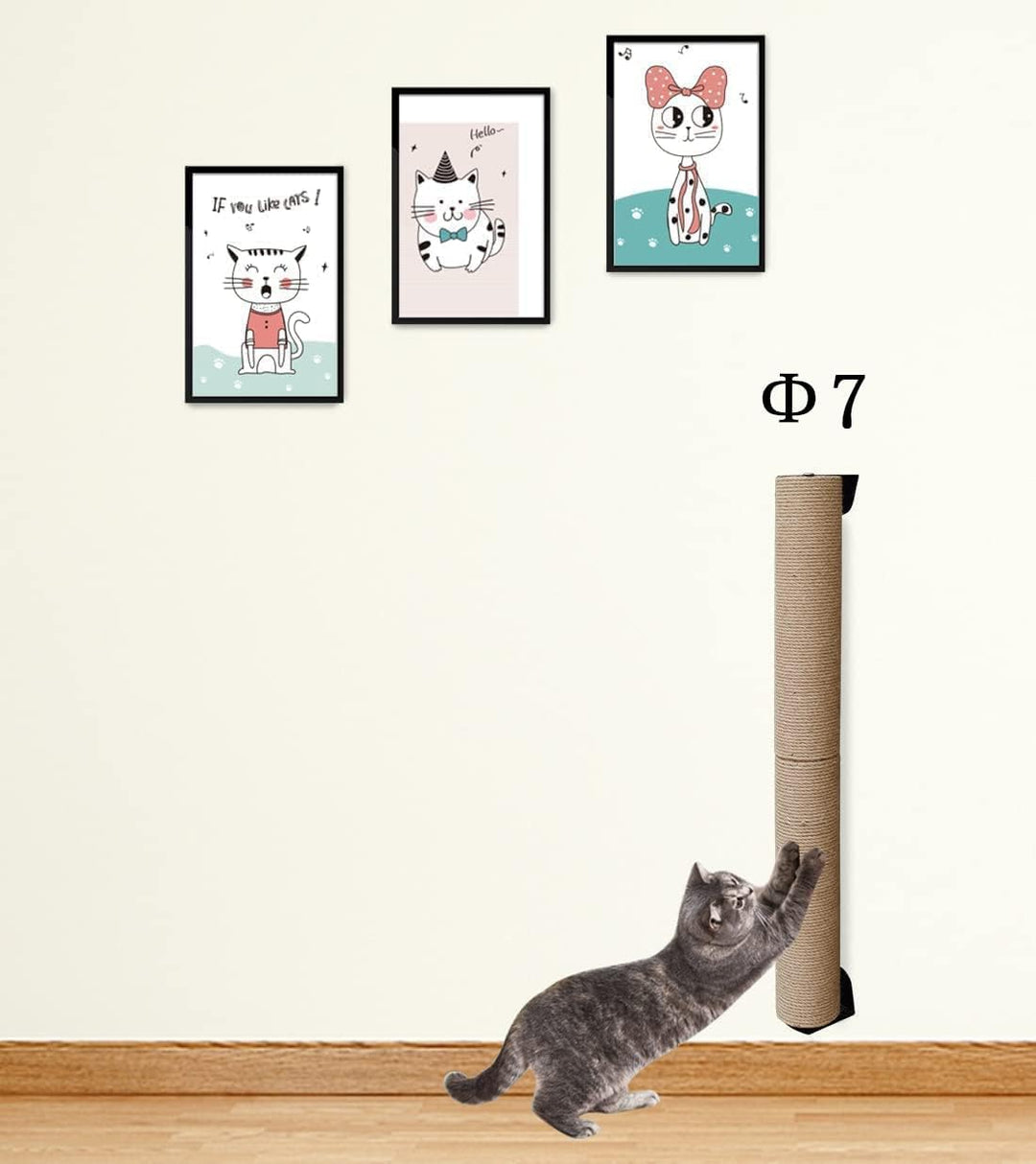 Katzenkratzbaum, 81 cm hoch, Wandregale für Katzen im Innenbereich (Jute-Seil Upgrade_81 cm hoch) Ju