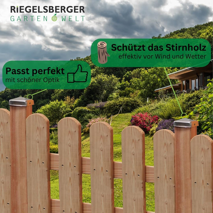 Gartenwelt Riegelsberger Premium Pfostenkappe 201x201 mm aus Edelstahl für Pfosten 20x20 cm Pyramide