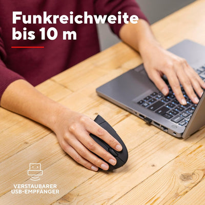 Trust Verto Kabellose Vertikale Maus, Wireless Ergonomische Maus, Vorbeugung Gegen Mausarm/Tennisarm