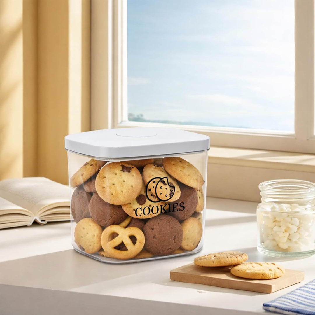 Keksdose mit Luftdichtem Deckel, BPA-freier Kunststoff Vorratsbehälter für Kekse, Brot, Bagels und D