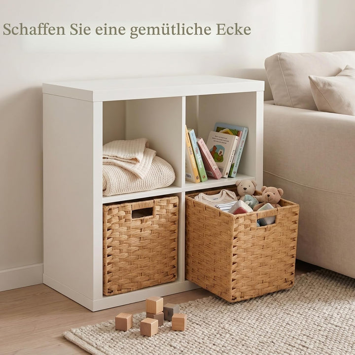 Aufbewahrungskorb, 31x31x31cm Faux Rattan Kallax Boxen, Aufbewahrungsbox für Spielzeug Kleidung Rega