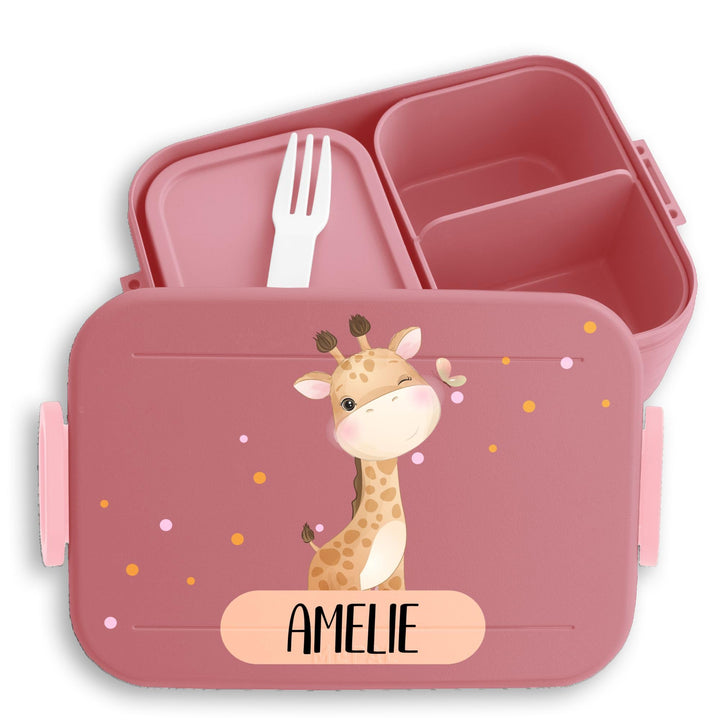 Kinder Bento Box Midi für Mepal Bentobox - Brotbox Mädchen süsse Giraffe mit Name | Kindergarten Ges