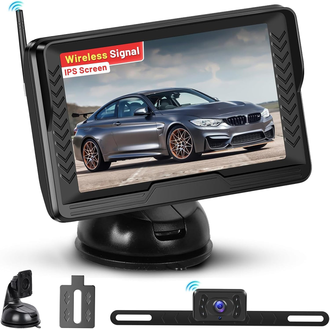 Hikity AHD Wireless Rückfahrkamera mit 5-Zoll-LCD-Display und IP69-Wasserdichtigkeit, Rückfahrkamera