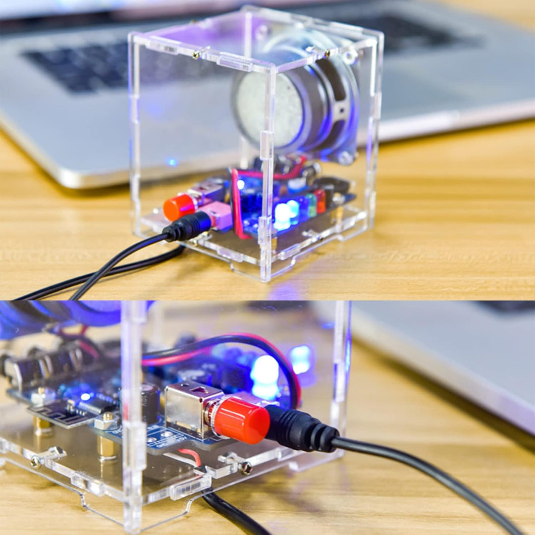 PZMYJB Bluetooth-Lautsprecher DIY Löt-Kit 3W MINI HT6872 Audio-Verstärker Musik Stereo mit Acryl-Sch