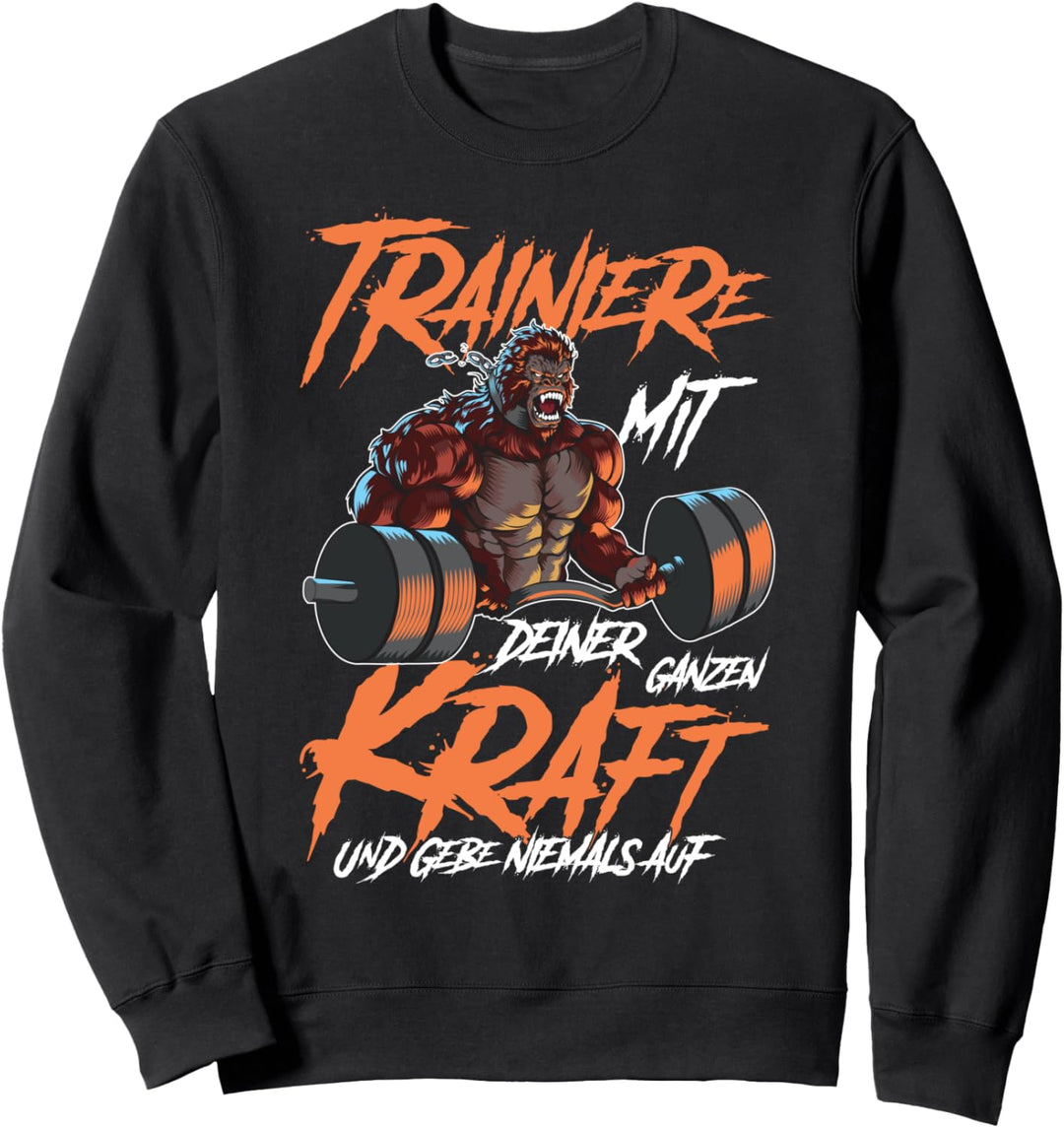 Gorilla Training Gebe Niemals Auf Fitness Gym Beast Workout Sweatshirt