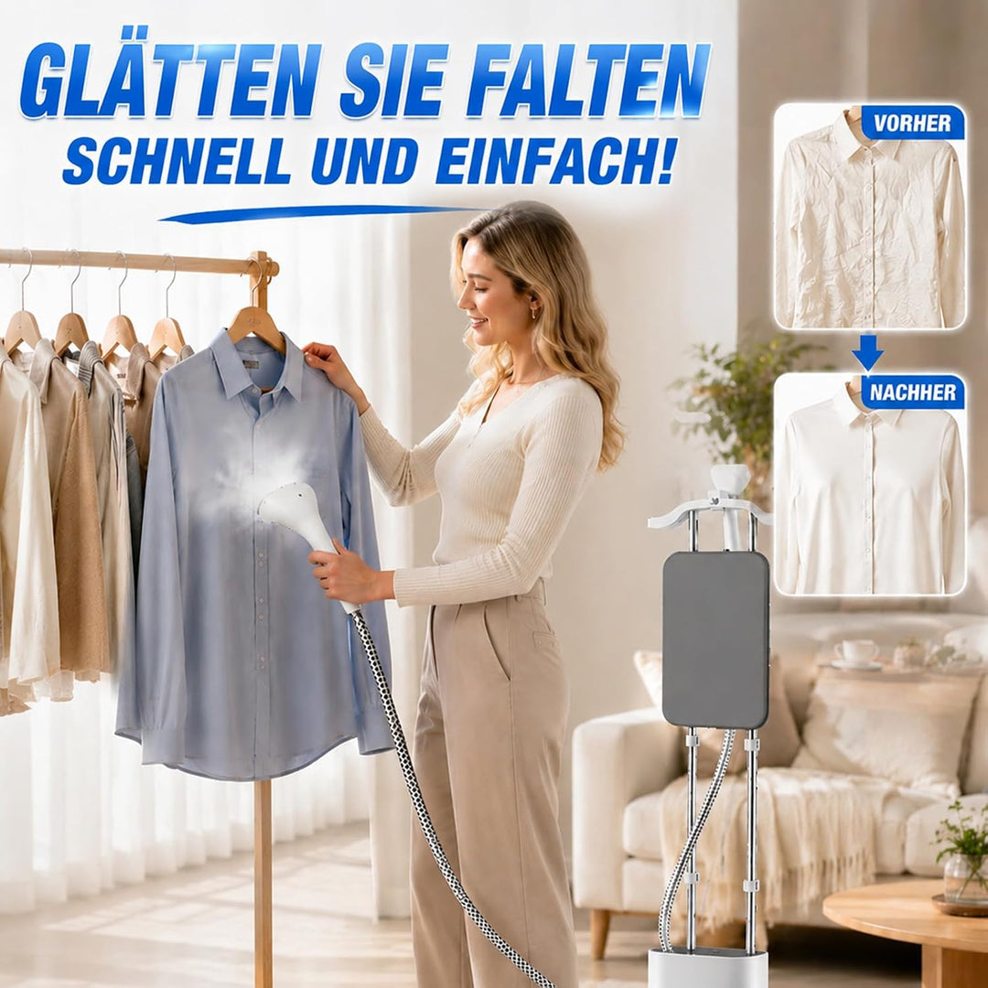 Dampfglätter Vertikaler Steamer, Dampfglätter 1800W mit 45g/min Dampfstoss – Höhenverstellbarer Hand