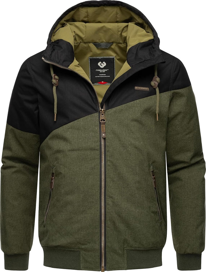Ragwear Herren warme Winterjacke kurz mit Verstellbarer Kapuze Wings S-3XL S Olive23, S Olive23