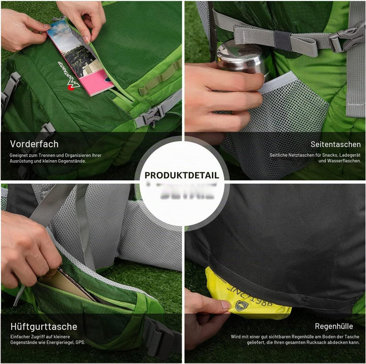 MOUNTAINTOP Trekkingrucksack 80L Wanderrucksack Herren Damen Reiserucksack Grosser Rucksack mit Rege
