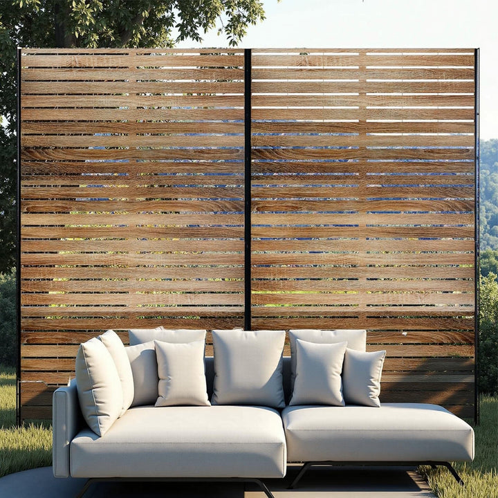 Paravent Outdoor, 120x180cm Freistehender Sichtschutz aus Stahl, Windschutz für Terrasse und Garten,